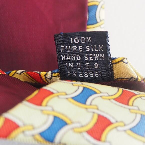 Vintage Burberrys Of London Geometric Pattern Mens 100% Silk Hand Sewn Neck Tie - Picture 3 of 8